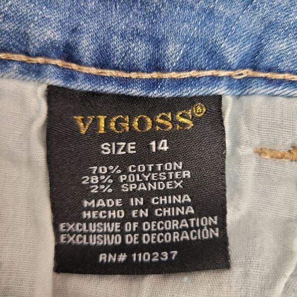 VIGOSS‎ Chelsea Stretch Denim Embroidered Shorts SIZE 14 - Picture 8 of 10